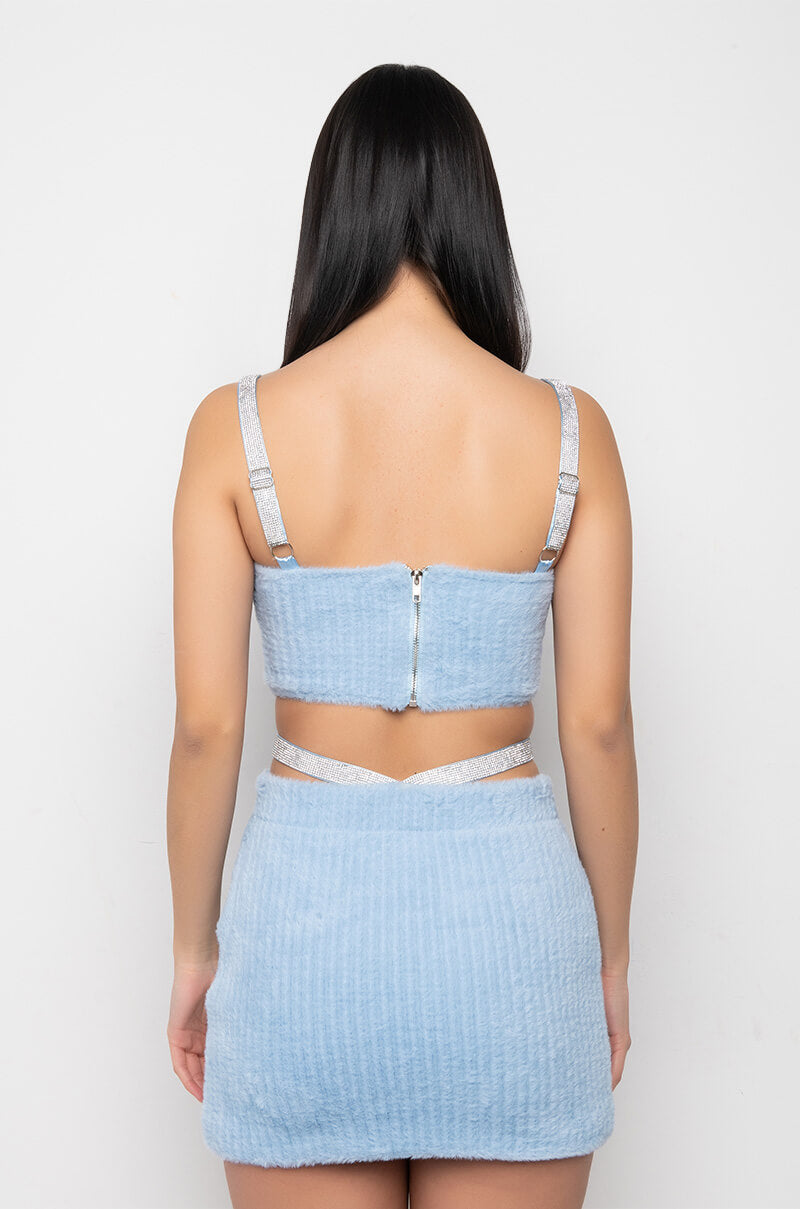 GET A CLUE RHINESTONE CROP TOP