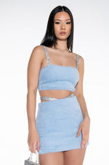 GET A CLUE RHINESTONE DETAIL MINI SKIRT