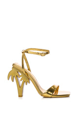 GETAWAY GOLD PALM TREE HEEL SANDAL