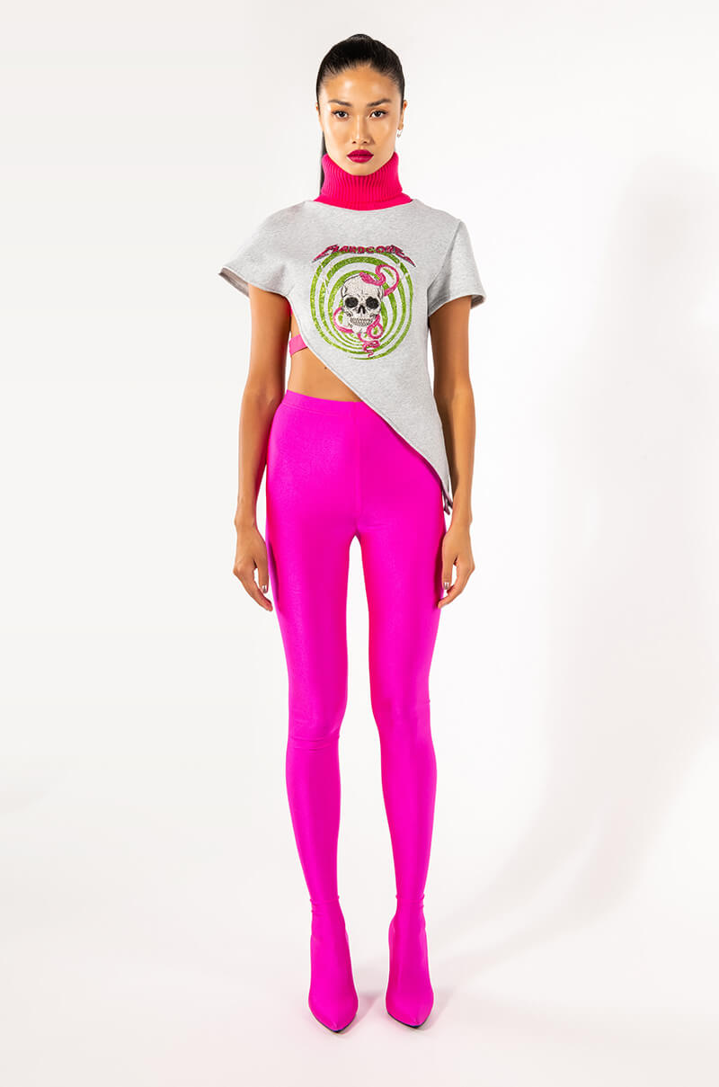 HARD GRAPHIC MOCK NECK SLEEVELESS SWEATSHIRT