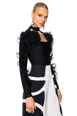 HARLOW RUFFLED SLEEVE BANDAGE TOP