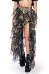 HIDDEN MOVES TIERED HIGH LOW SKIRT