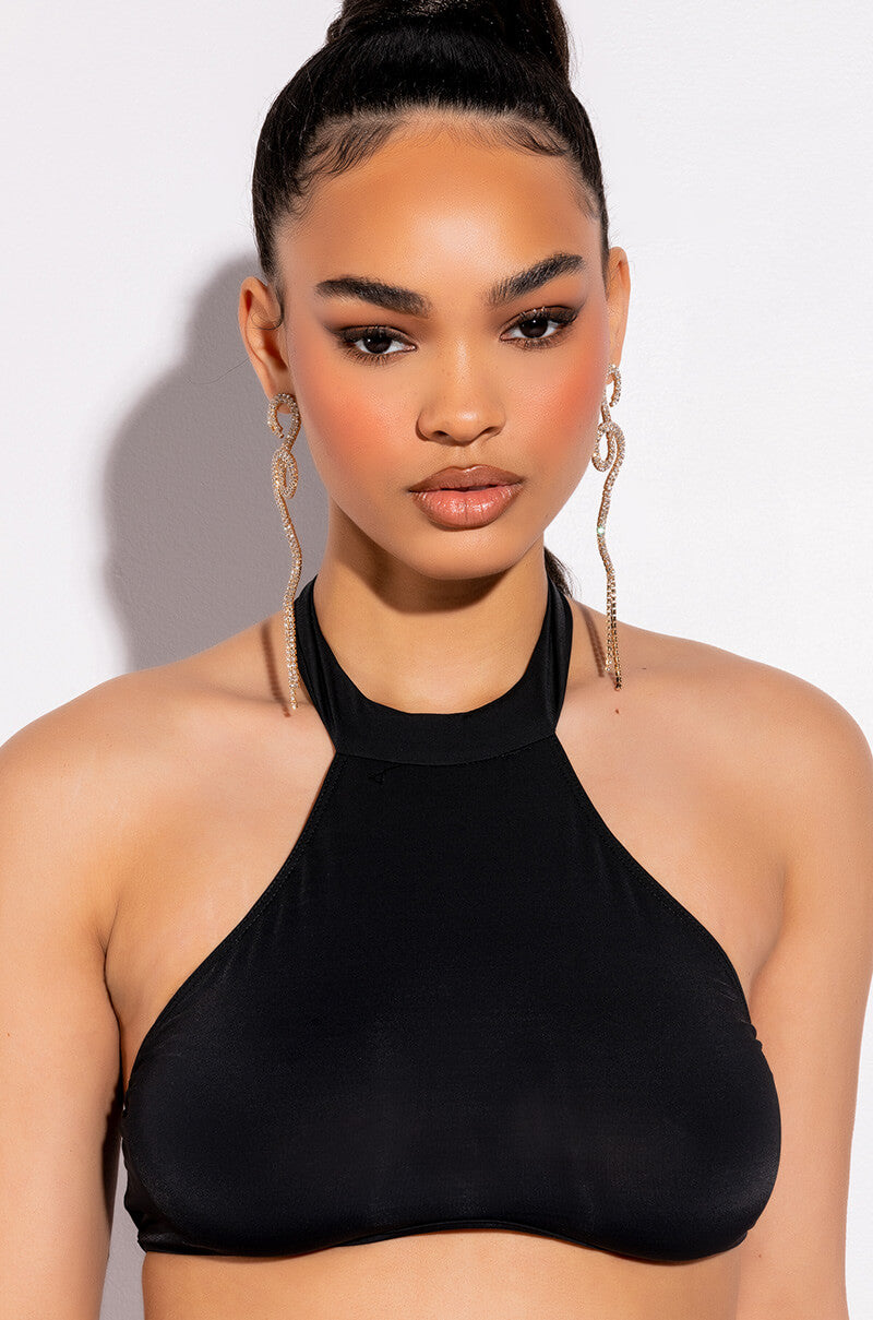 STAY IN YOUR LANE MOCK NECK CROP TOP