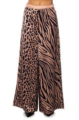INTO THE NIGHT WIDE LEG PULL ON PANT IN BROWN MULTI