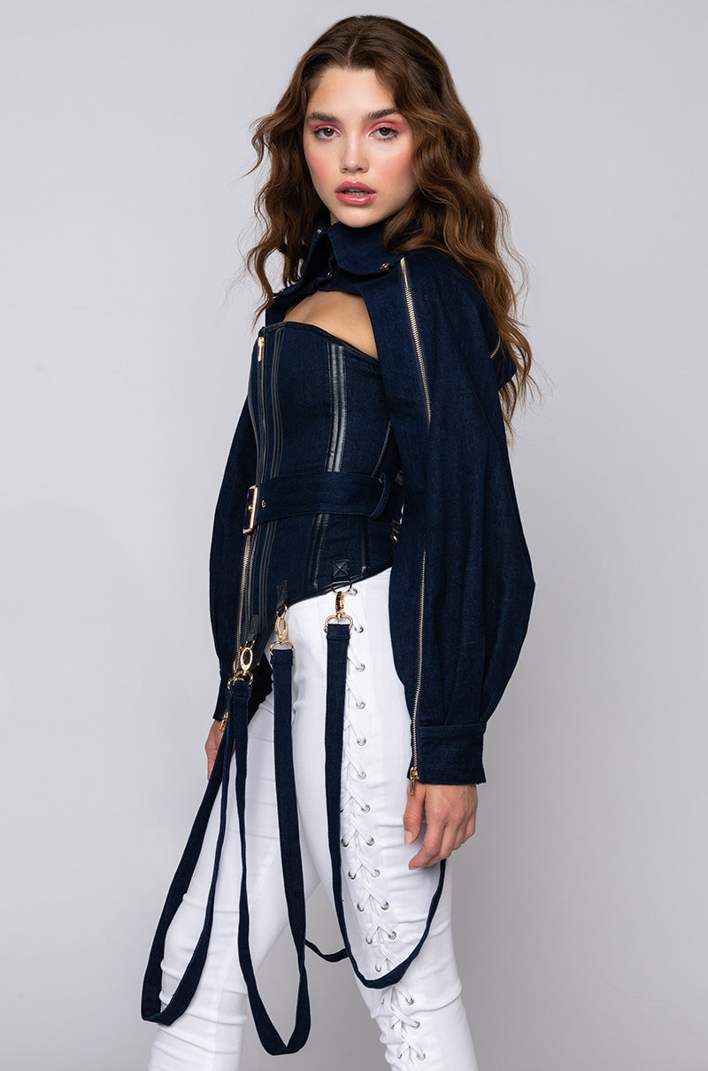IT'S THE DETAILS FOR ME DENIM CORSET AND CROPPED JACKET