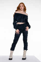 CARINA OFF THE SHOULDER CROP ZIP UP