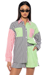 JOSLIN COLOR BLOCKED POPLIN PULL ON SHORTS
