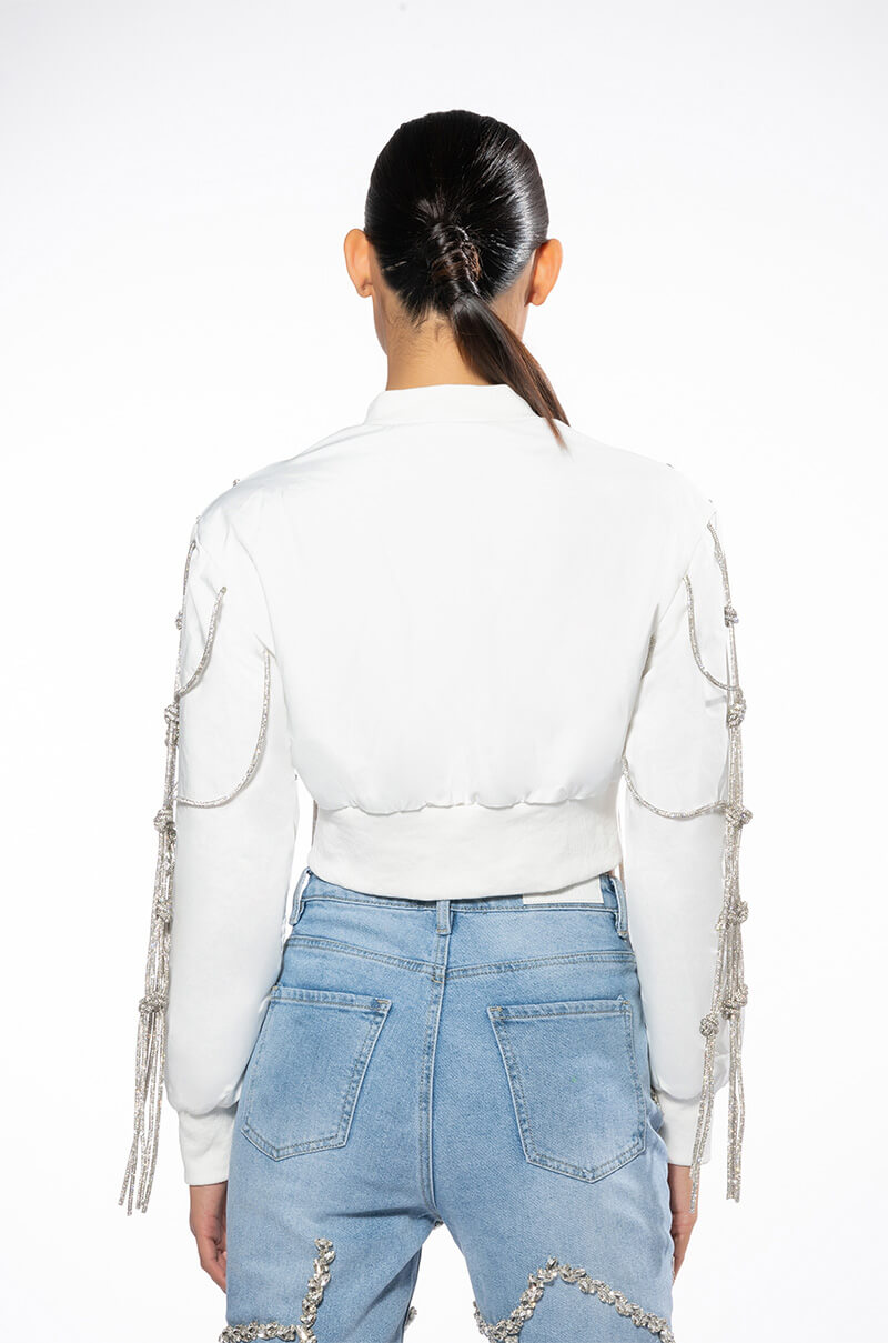 KYLER CROP BOMBER WITH DIAMOND ROPE
