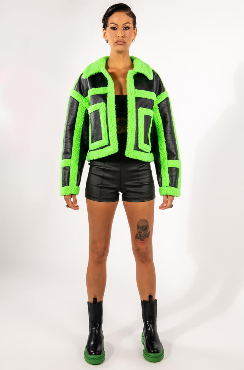 LIME CRIME BONDED PLEATHER SHERPA COAT