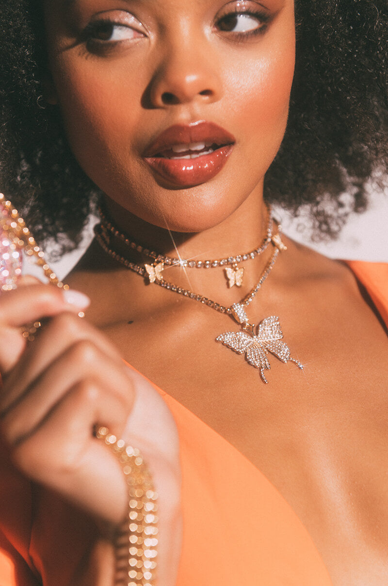 LADY BUTTERFLY TWO CHAIN NECKLACE