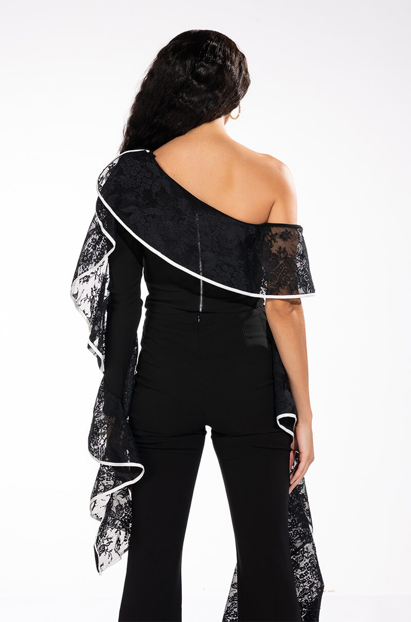 SELENA ONE SHOULDER LACE DETAIL BLOUSE
