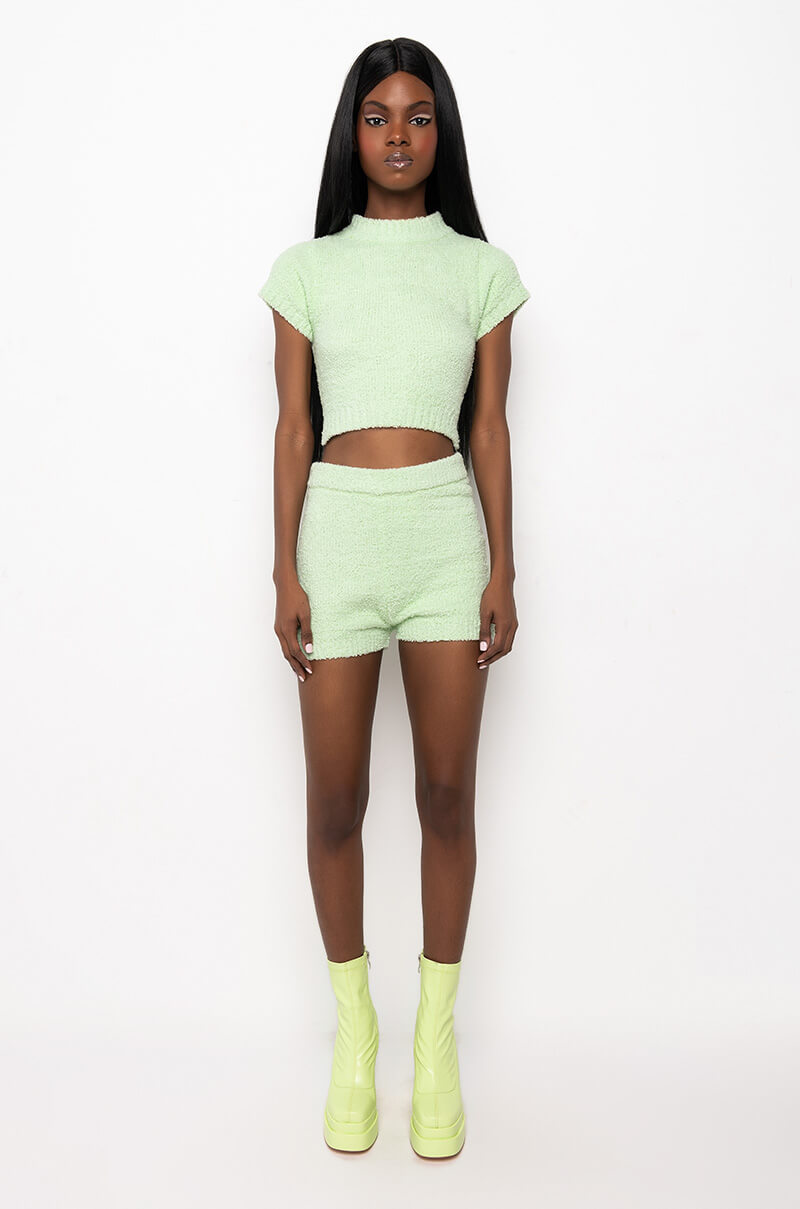 LIL CUTIE OPEN BACK MOCK NECK CROPPED SWEATER