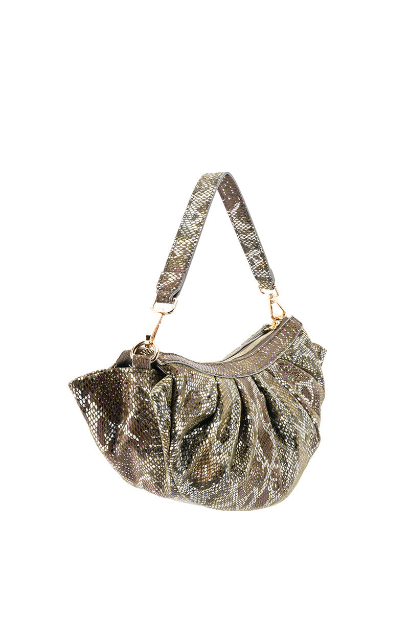 LILLET MULTI SNAKE SKIN RUCHED BAG
