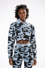 LIPS ARE SEALED GRAPHIC DENIM JACKET