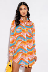 LIVING PROOF OVERSIZED CHIFFON BUTTON DOWN BLOUSE