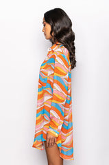 LIVING PROOF OVERSIZED CHIFFON BUTTON DOWN BLOUSE