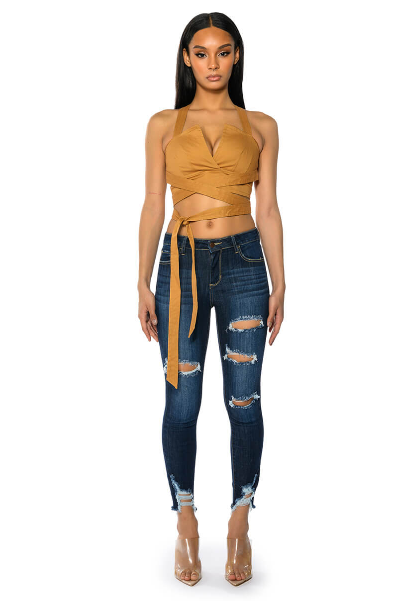 LONDYN CROSS BACK WRAP TANK TOP