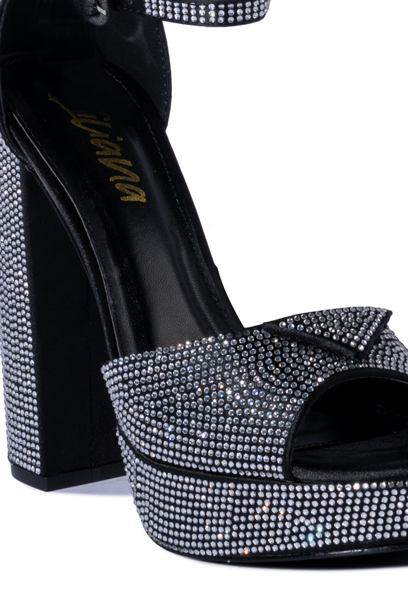 YUKO EMBELLISHED CHUNKY SANDAL IN BLACK