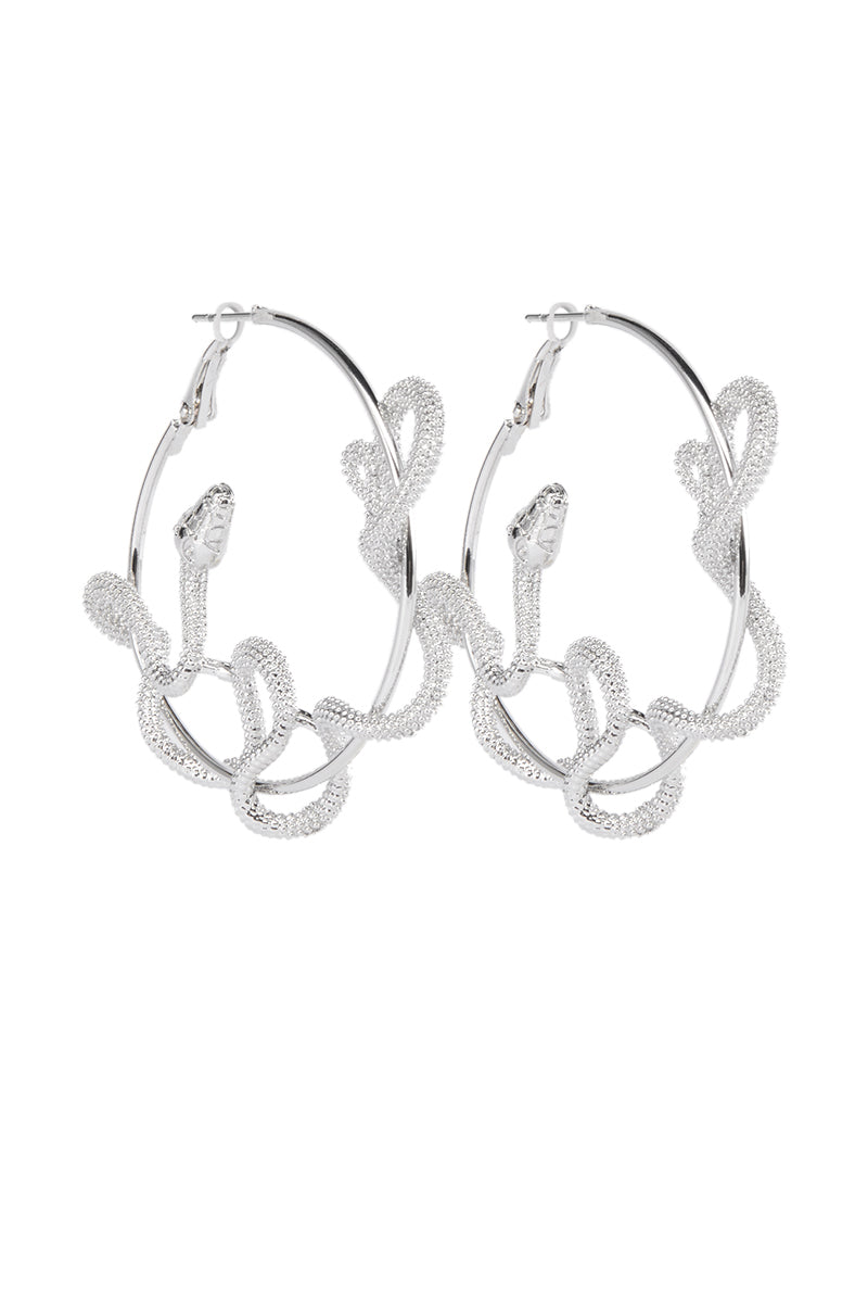 SNAKE HOOP EARRING IN SILVER