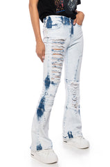 MEL ACID WASH FLARE DENIM JEANS