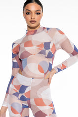 MESSIN WITH MY CLIQUE HIGH CUT MOCK NECK MESH BODYSUIT