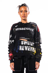 THAT GIRL IS POISON DISTRESSED CREW NECK SWEATSHIRT
