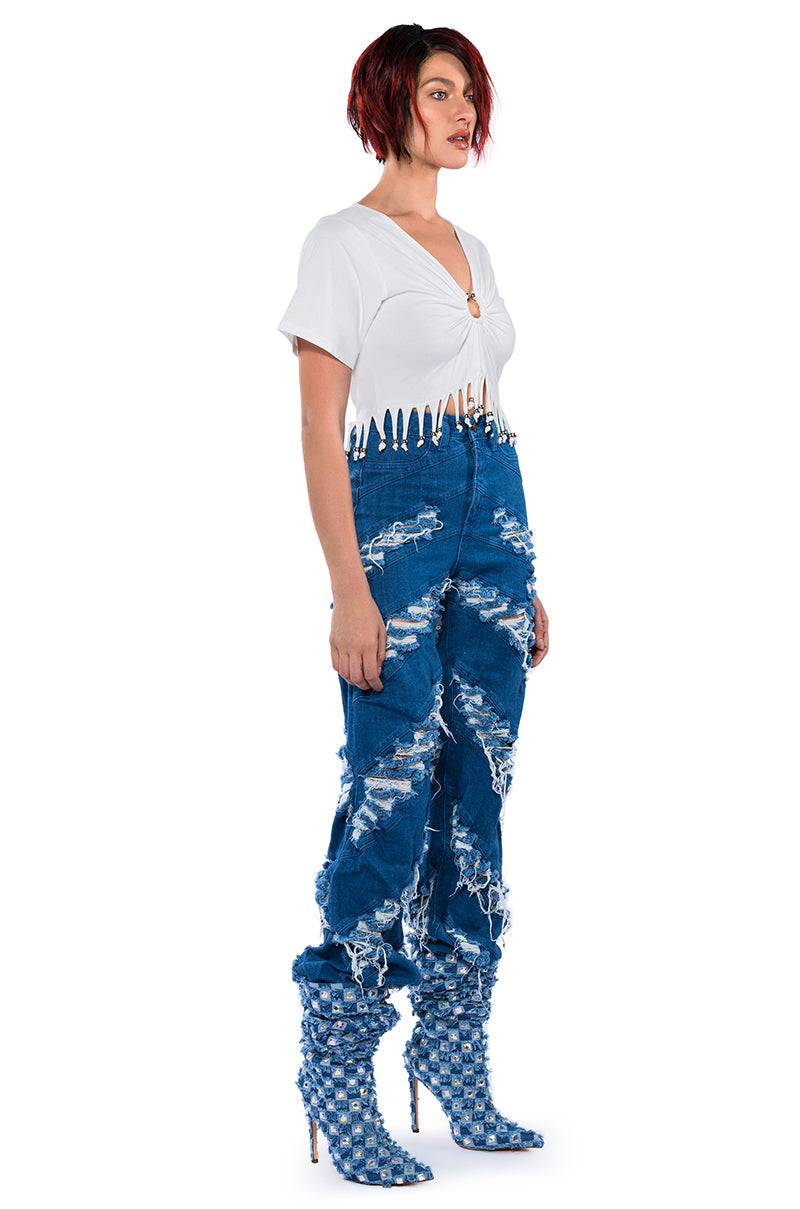 MONICA CONTOUR FRAYED JEANS