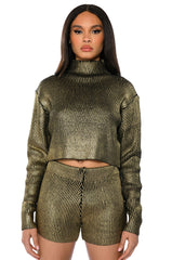 NEBULA COATED METALLIC KNIT SHORT