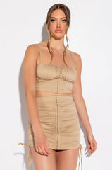 NEVER FORGET YOU CORSETED CROP SLEEVELESS BLOUSE