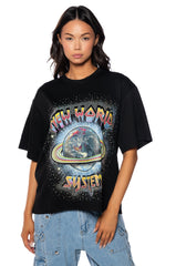 NEW WORLD SYSTEM EMBELLISHED GRAPHIC TEE