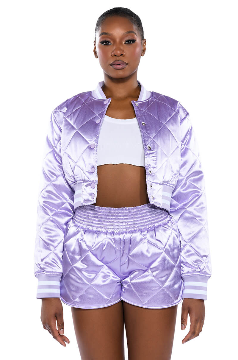 NO CAP QUILTED SATIN DOLPHIN SHORTS