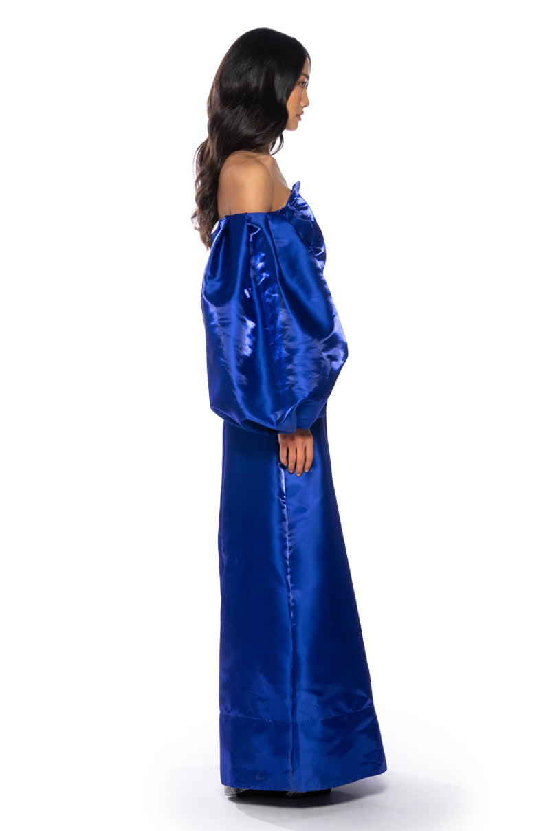 NO DRAMA OFF SHOULDER PUFF SLEEVE JUMPSUIT