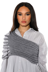 ONE SHOULDER RIB KNIT LAYERING TUBE TOP