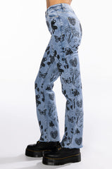 PAINTED TATTOO STRAIGHT LEG DENIM