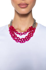 PINK LADY LAYERED METAL NECKLACE