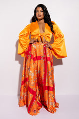 PLUS PLACES TO BE SATIN MAXI WRAP SKIRT