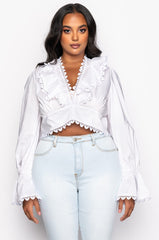 PLUS KIERA LACE UP BACK CROPPED BLOUSE
