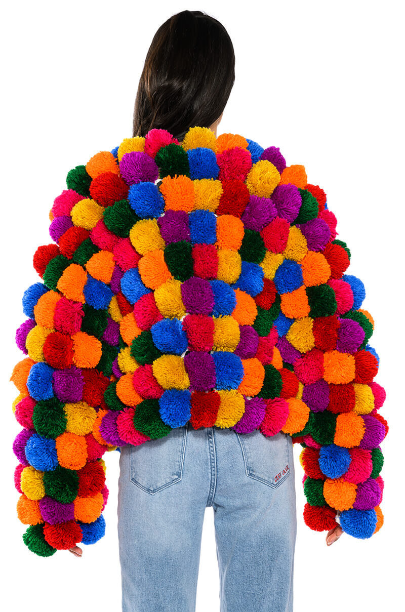 POM POM COLORFUL CARDIGAN