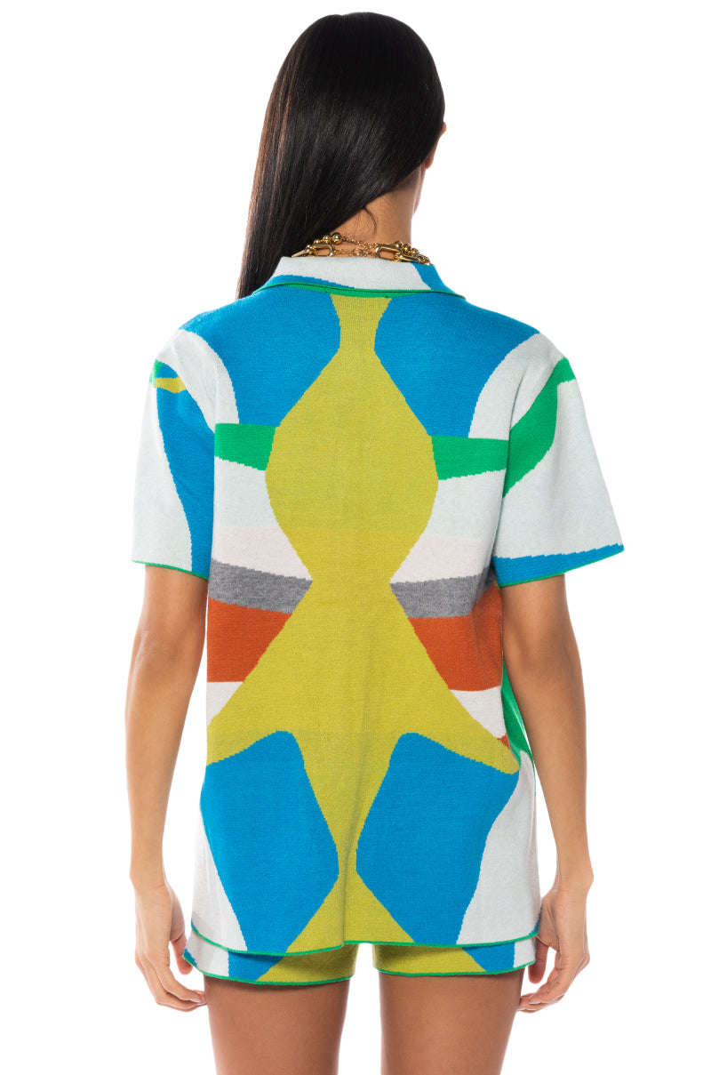 POPPY MULTICOLOR KNIT BUTTON DOWN SHIRT