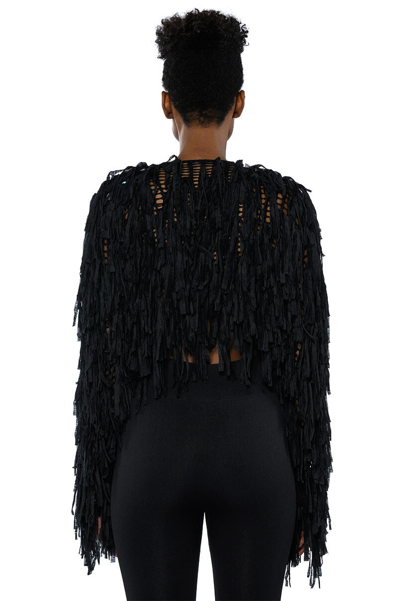 RAVEN LONG SLEEVE FRINGE KNIT CARDIGAN