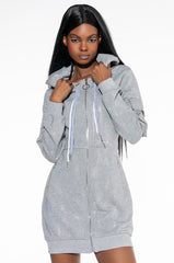 RHINESTONE TIGER PRINT SWEATSHIRT DRESS