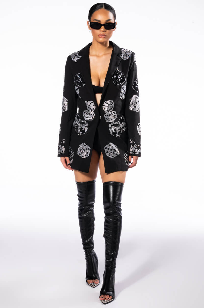 ROLL THE DICE RHINESTONE BLAZER