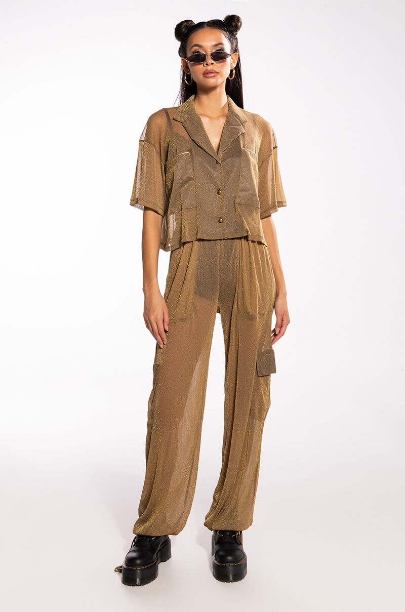 RUN IT UP MESH SHORT SLEEVE BUTTON DOWN
