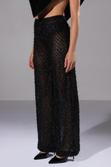 SEXY VILLAIN SHEER WIDE LEG GLITTER DETAIL PANTS
