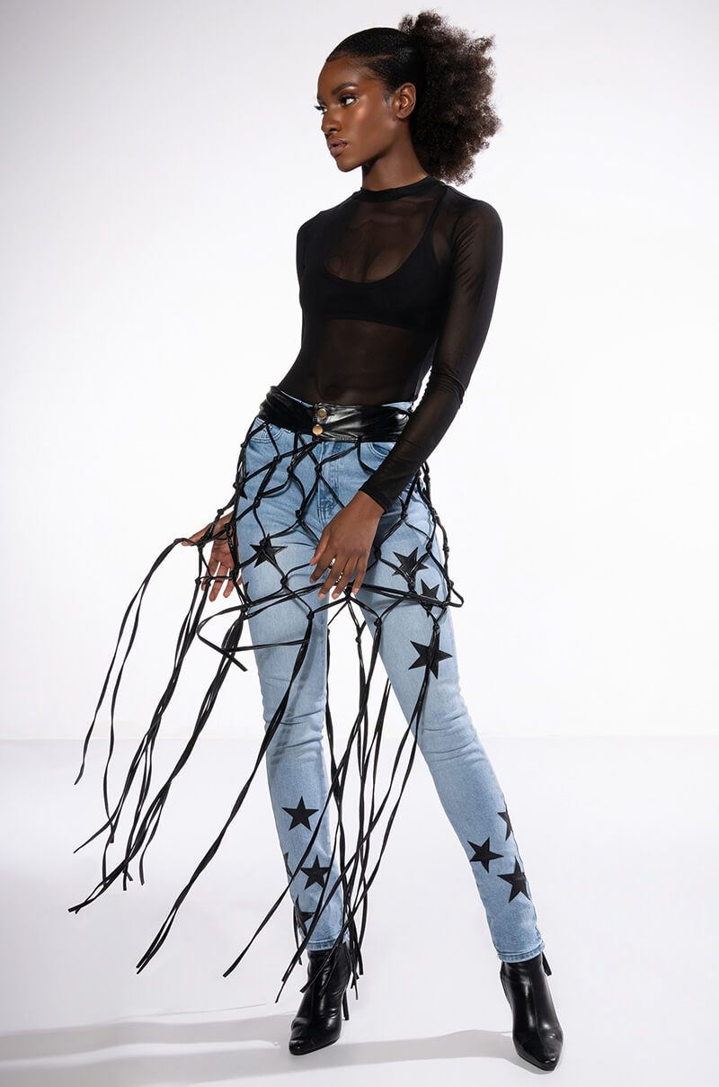 THE BEST PAINTED DISTRESSED HIGH RISE SKINNY JEAN