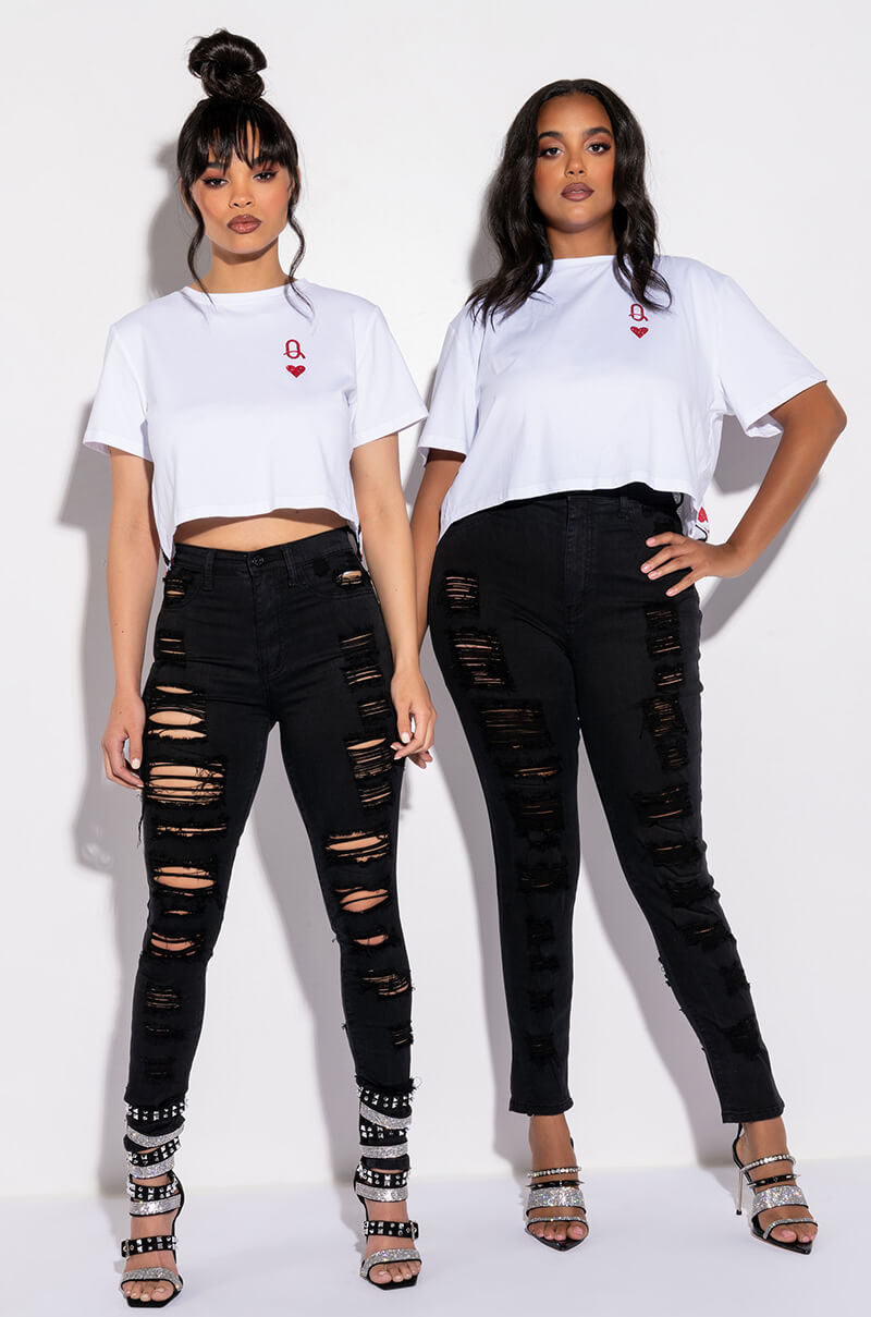 SHOW ME BABY DISTRESSED SKINNY JEANS