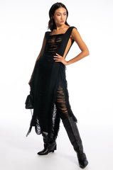 SHREDDED HIGH WAIST KNIT PANTS
