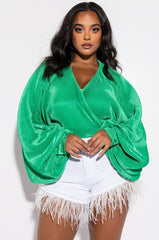 SLOW MOTION LONG SLEEVE WRAP FRONT BODYSUIT