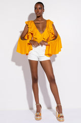 SOAK UP THE SUN CASCADING SLEEVES VNECK BODYSUIT