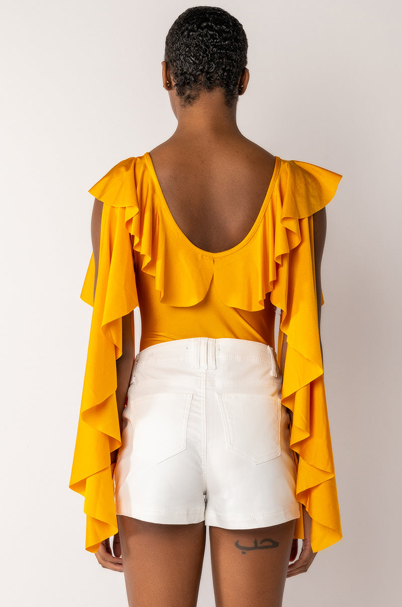 SOAK UP THE SUN CASCADING SLEEVES VNECK BODYSUIT